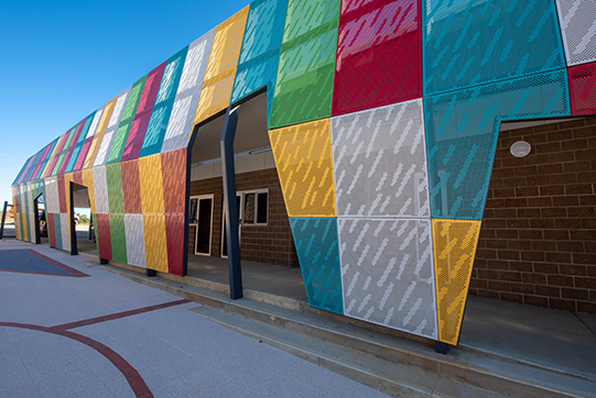 John Wilcock College supplied and installed with stylished mesh panels Muse by Arcadia